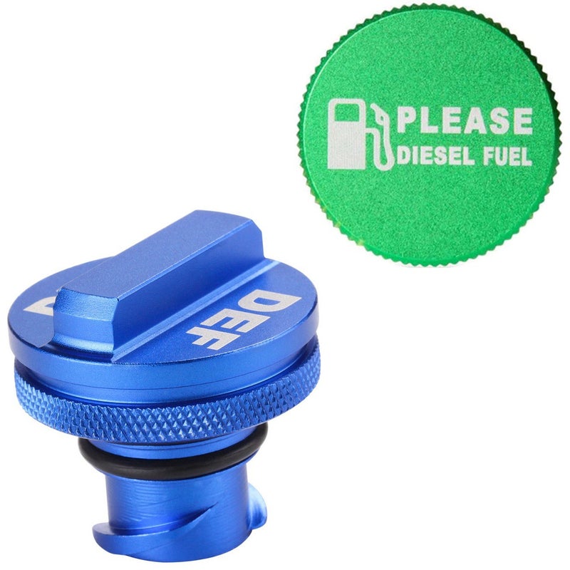 DEF Billet Aluminum Green Fuel Cap Magnetic and Blue DEF Cap for Dodge Ram Cummins (2013-2017) Auto Parts - Image 3